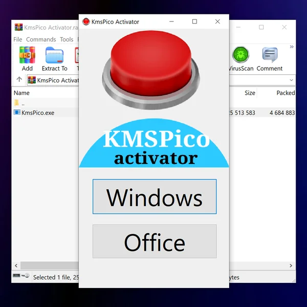 Choose a product for activation, Windows or office